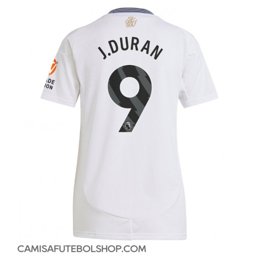 Camisa de time de futebol Aston Villa Jhon Duran #9 Replicas 2º Equipamento Feminina 2024-25 Manga Curta